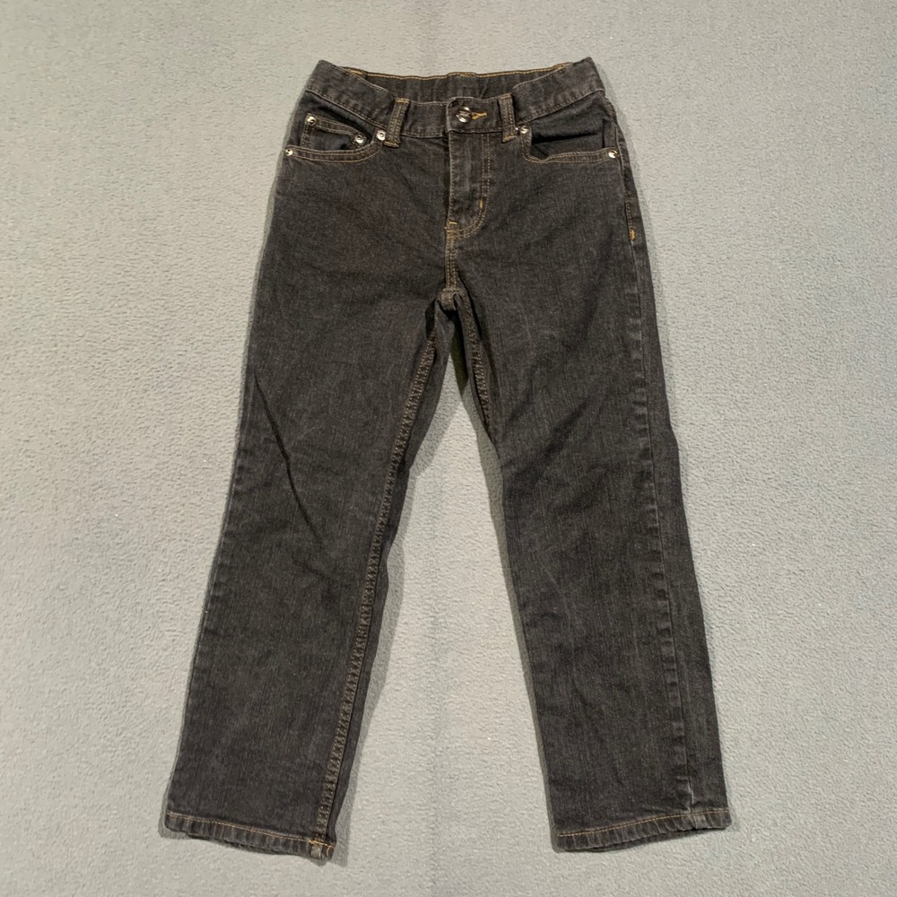 Wonder Nation Straight Leg Jeans Boys 8R Black Wash Adjustable Waist Denim